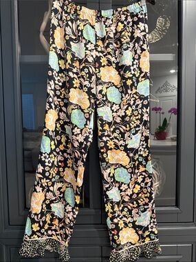 Victoria's Secret Black Floral Lounge Pants with Multi Color Accents